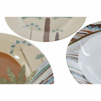 Serviesset Home ESPRIT Beige Multicolour Terra cotta Porselein 18 Onderdelen 27 x 27 x 2 cm 2