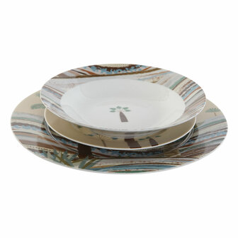 Serviesset Home ESPRIT Beige Multicolour Terra cotta Porselein 18 Onderdelen 27 x 27 x 2 cm 4