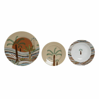Serviesset Home ESPRIT Beige Multicolour Terra cotta Porselein 18 Onderdelen 27 x 27 x 2 cm 5