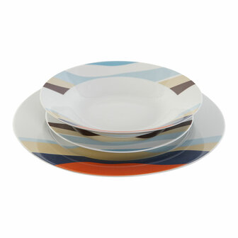 Serviesset Home ESPRIT Blauw Groen Multicolour Porselein Tropisch 18 Onderdelen 27 x 27 x 2 cm 4