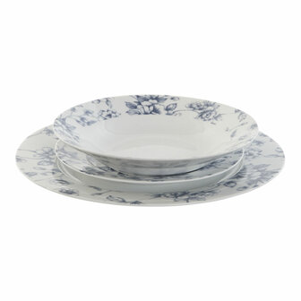 Serviesset Home ESPRIT Blauw Porselein Gebloemd 18 Onderdelen 27 x 27 x 2 cm 4
