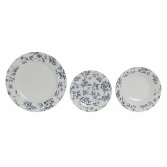 Serviesset Home ESPRIT Blauw Porselein Gebloemd 18 Onderdelen 27 x 27 x 2 cm 5