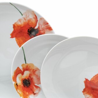 Serviesset 18 Onderdelen Porselein 1 cm Papaver 3