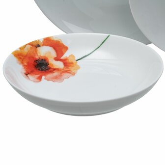 Serviesset 18 Onderdelen Porselein 1 cm Papaver 6