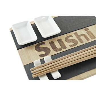 Sushi set DKD Home Decor Zwart Natuurlijk Bamboe Raad van bestuur Orientaals 25 x 22 x 3 cm 4