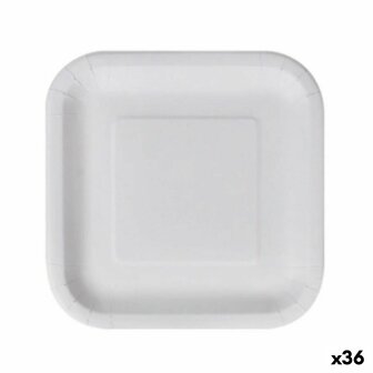 Bordenset Algon Wegwerp Wit Karton Vierkant 23 cm (36 Stuks) 1