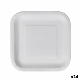 Bordenset Algon Wegwerp Wit Karton Vierkant 23 cm (24 Stuks) 1