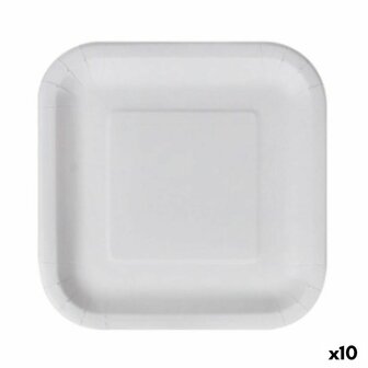 Bordenset Algon Wegwerp Wit Karton Vierkant 23 cm (10 Stuks) 1
