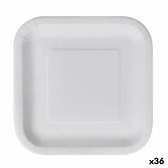 Bordenset Algon Wegwerp Wit Karton Vierkant 26 cm (36 Stuks) 1
