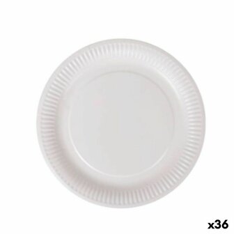 Bordenset Algon Wegwerp Wit Karton 23 cm (36 Stuks) 1