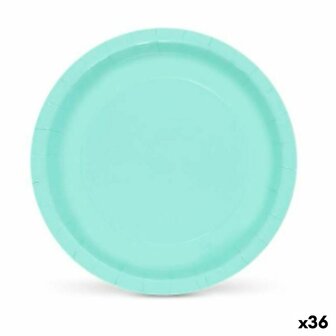 Bordenset Algon Aquamarijn Wegwerp Karton 20 x 20 x 1,5 cm (36 Stuks) 1