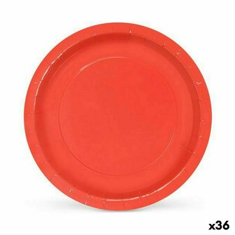 Bordenset Algon Wegwerp Karton Rood 10 Onderdelen 20 x 20 x 1,5 cm (36 Stuks) 1