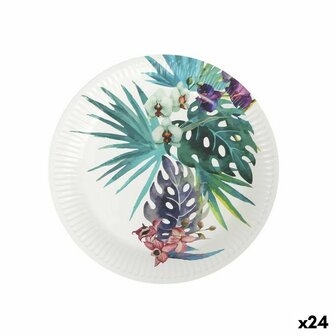 Bordenset Algon Wegwerp Karton Tropisch 8 Onderdelen 23 cm (24 Stuks) 1