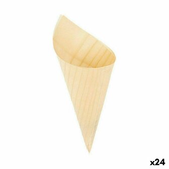 Kommenset Algon Kegels Wegwerp Hout 8 Onderdelen 18 cm (24 Stuks) 1