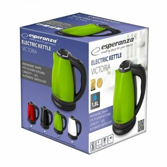 Waterkoker Esperanza EKK113G Zwart Groen pl&aacute;stico,acero inoxidable 1800 W 1,8 L 2