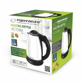 Waterkoker Esperanza EKK113W Wit Zwart Roestvrij staal Plastic 1800 W 1,8 L 2