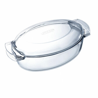 Ovenschaal Pyrex Classic Vidrio Transparant Glas Ovaalvormig 39 x 23 x 15 cm Met deksel (3 Stuks) 2