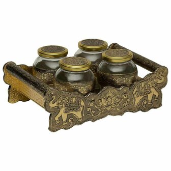 Dienblad Alexandra House Living Gouden Glas Aluminium Hout MDF 13 x 6 x 25 cm 1
