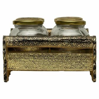 Dienblad Alexandra House Living Gouden Glas Aluminium Hout MDF 13 x 6 x 25 cm 2