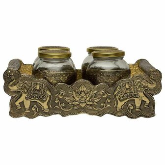 Dienblad Alexandra House Living Gouden Glas Aluminium Hout MDF 13 x 6 x 25 cm 3