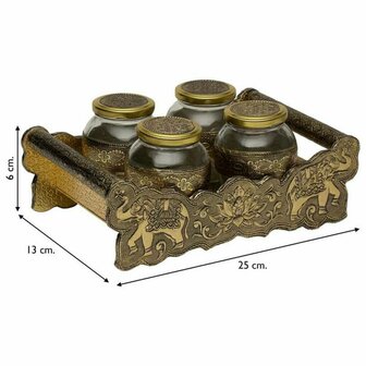 Dienblad Alexandra House Living Gouden Glas Aluminium Hout MDF 13 x 6 x 25 cm 4