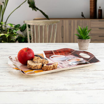 Ontbijtdienblad Quid Habitat Multicolour Plastic 34 x 25 x 2 cm Met handvatten Koffie (12 Stuks) 2
