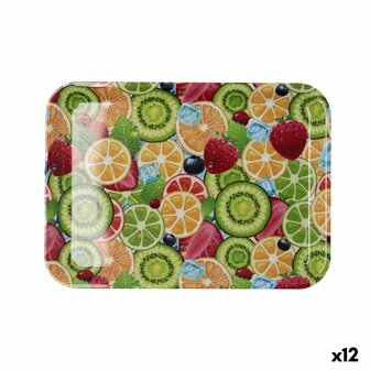 Ontbijtdienblad Quid Habitat Multicolour Plastic 32 x 23 x 1,7 cm Met handvatten Vruchten (12 Stuks) 1