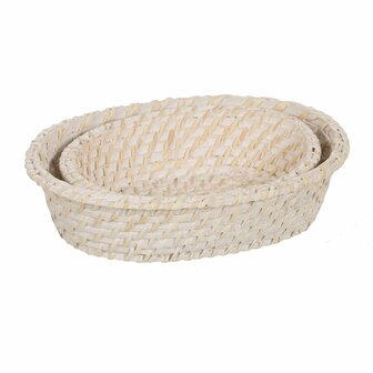 Dienblad Wit Bamboe Rotan 29 x 22 x 7 cm (2 Stuks) 2
