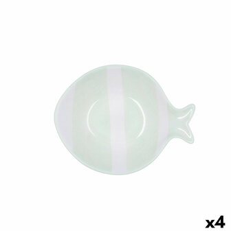 Kom Quid Kaleido Groen Keramisch Vis 15 x 13 x 4 cm (4 Stuks) 1