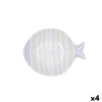Kom Quid Kaleido Tweekleurig Keramisch Vis 15 x 13 x 4 cm (4 Stuks) 1