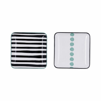 Snackdienblad Bidasoa Zigzag Multicolour Keramisch Vierkant 15 x 15 cm 2 Stuks 1