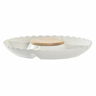 Snackdienblad DKD Home Decor 25,5 x 25,5 x 3 cm Natuurlijk Porselein Wit 1