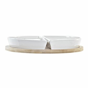 Set voor voorgerechtjes DKD Home Decor Blauw Natuurlijk Bamboe Keramiek Mediterrane 21,5 x 21,5 x 1 cm (5 pcs) 2