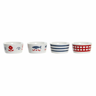 Set voor voorgerechtjes DKD Home Decor 19,7 x 19,7 x 1 cm Natuurlijk Rood Blauw Wit Keramiek Mediterrane Huizen 3