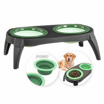 Voerbak voor honden Caison Siliconen 39 x 21 x 13 cm Dubbel 2