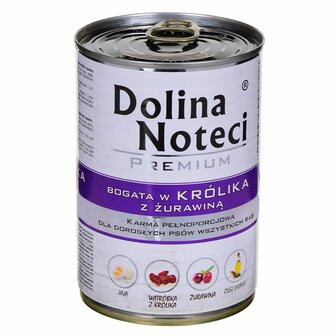 Natvoer Dolina Noteci Premium Bosbessen Konijn 400 g 1