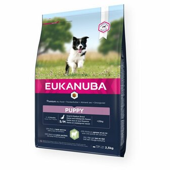 Voer Eukanuba Pupopy Small &amp; Medium Puppy/junior Lam Rijst 2,5 kg 1