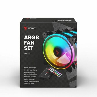 Case fan Savio FAN-01 ARGB &Oslash; 12 cm 3