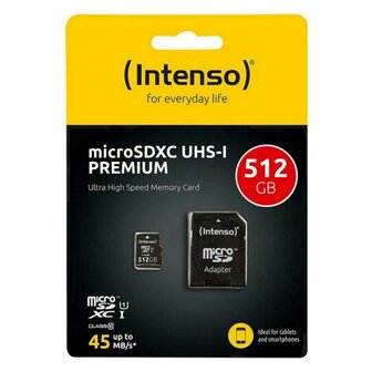 Micro SD kaart met adapter INTENSO 3423493 512 GB 45 MB/s 512 GB 1