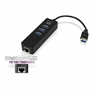 USB-HUB Ewent AAOAUS0127 3 x USB 3.1 RJ45 Plug and Play 5