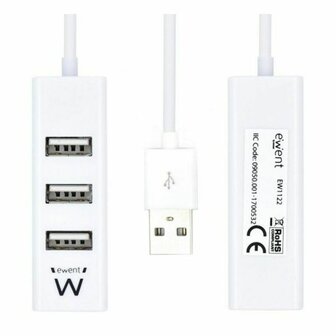 USB-HUB Ewent EW1122 Wit 3600 W 3