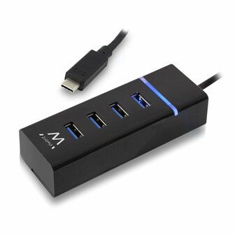 USB-HUB 4 Poorten Ewent EW1137 USB 3.1 Zwart 1