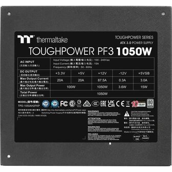 Voedingsbron THERMALTAKE PS-TPD-1050FNFAPE-3 1050 W 80 PLUS Platinum 3