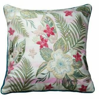 Kussenhoes DKD Home Decor 60 x 1 x 40 cm Roze Groen Tropisch 1