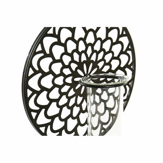 Kaarshouder DKD Home Decor Kristal Zwart Metaal Hout Bruin 20 x 20 x 36 cm 2