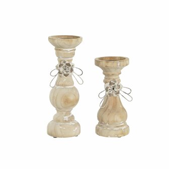 Kaarshouder DKD Home Decor Hout (9,5 x 9,5 x 28 cm) (2 Onderdelen) 1