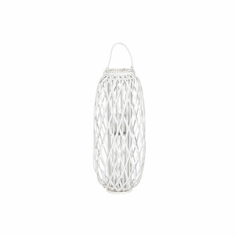 Kaarshouder Home ESPRIT Wit vlechtwerk Kristal 34 x 34 x 80 cm 1