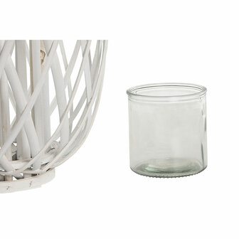 Kaarshouder Home ESPRIT Wit vlechtwerk Kristal 34 x 34 x 80 cm 3