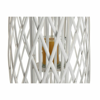 Kaarshouder Home ESPRIT Wit vlechtwerk Kristal 34 x 34 x 80 cm 4