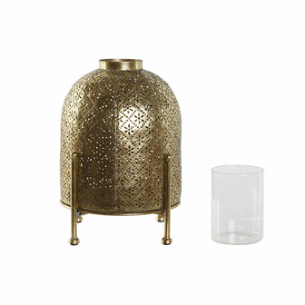 Kaarshouder Home ESPRIT Gouden Metaal Kristal 19 x 19 x 24,5 cm 5